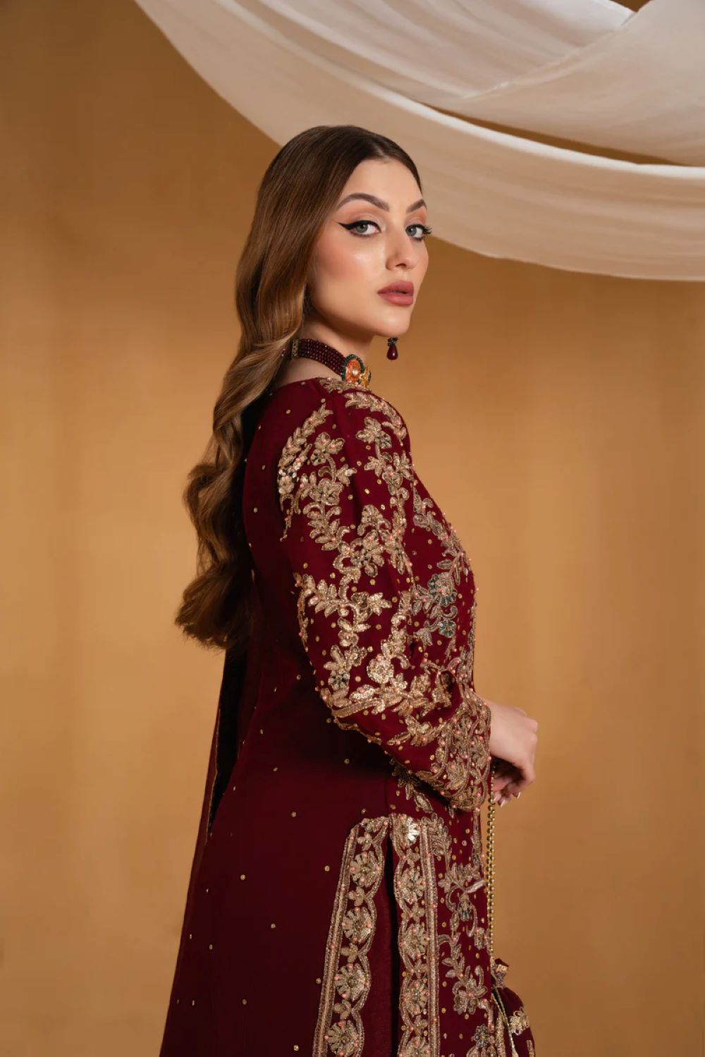 Haseens Official | Amal - 4 Piece Embroidered Kurta Set | Wedding Wear - Image 3