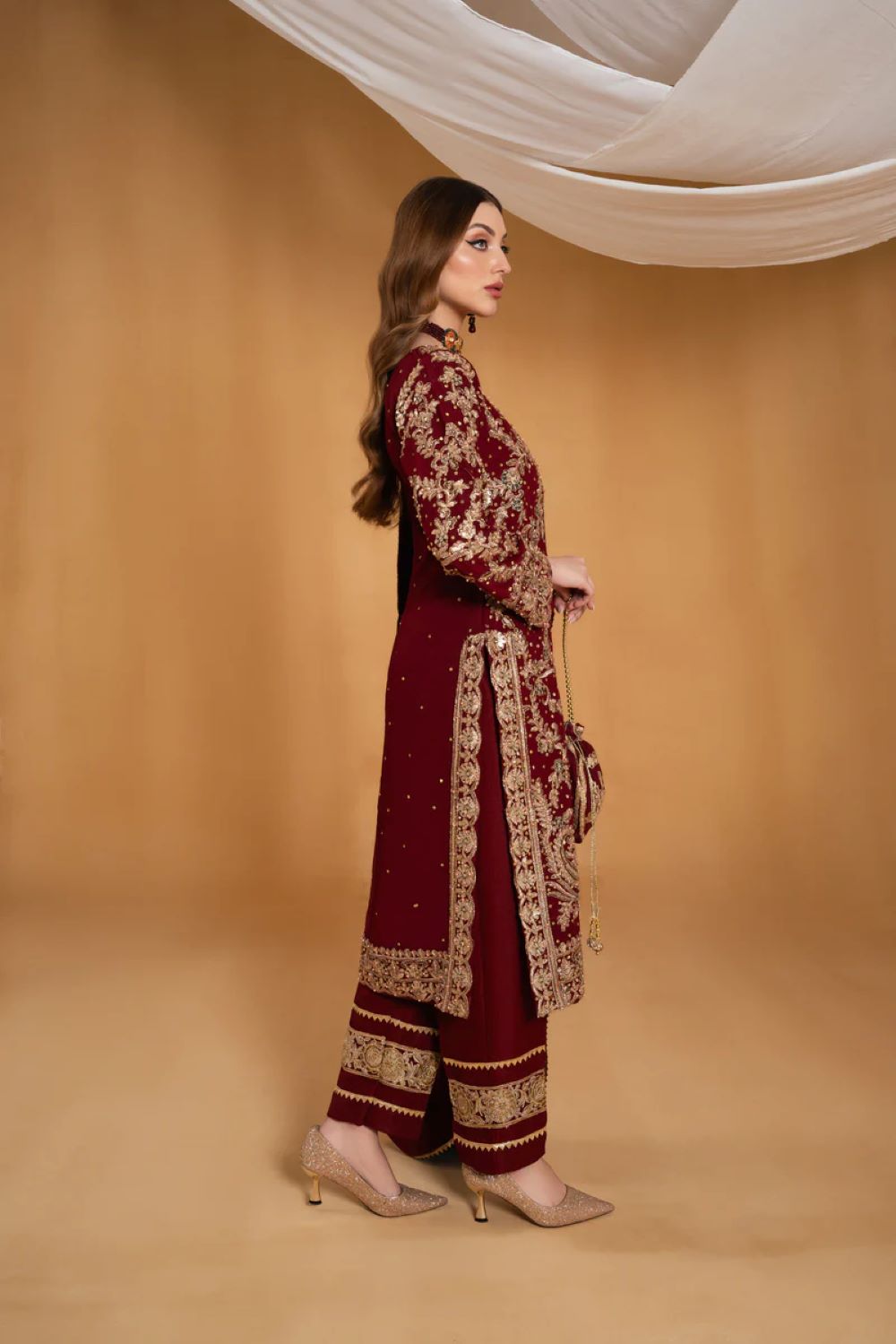 Haseens Official | Amal - 4 Piece Embroidered Kurta Set | Wedding Wear - Image 4