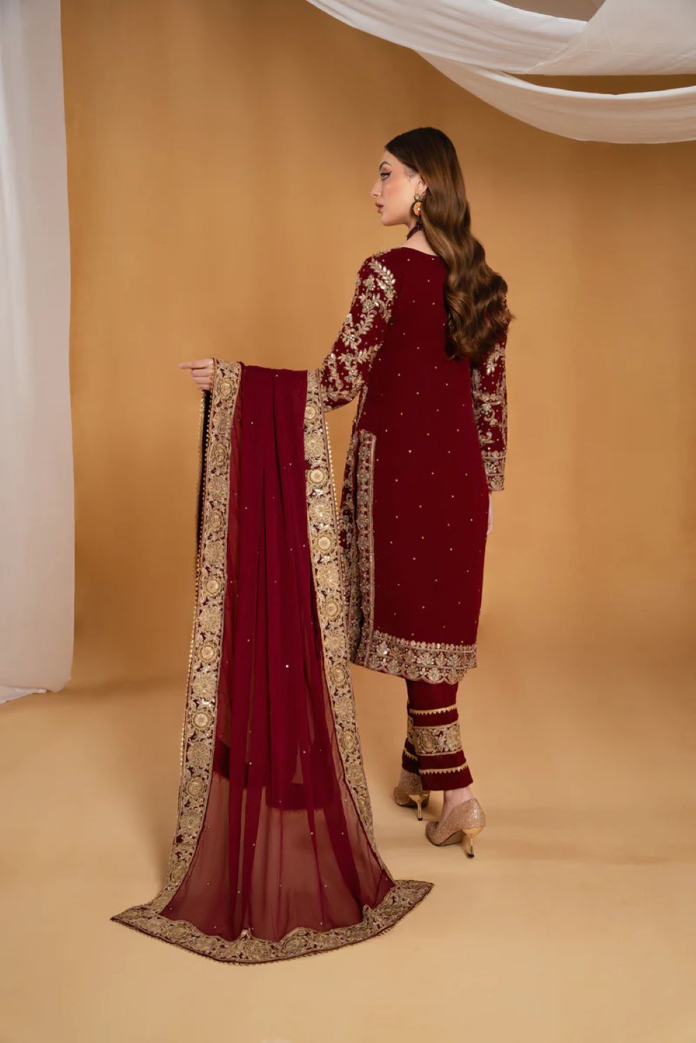 Haseens Official | Amal - 4 Piece Embroidered Kurta Set | Wedding Wear - Image 5