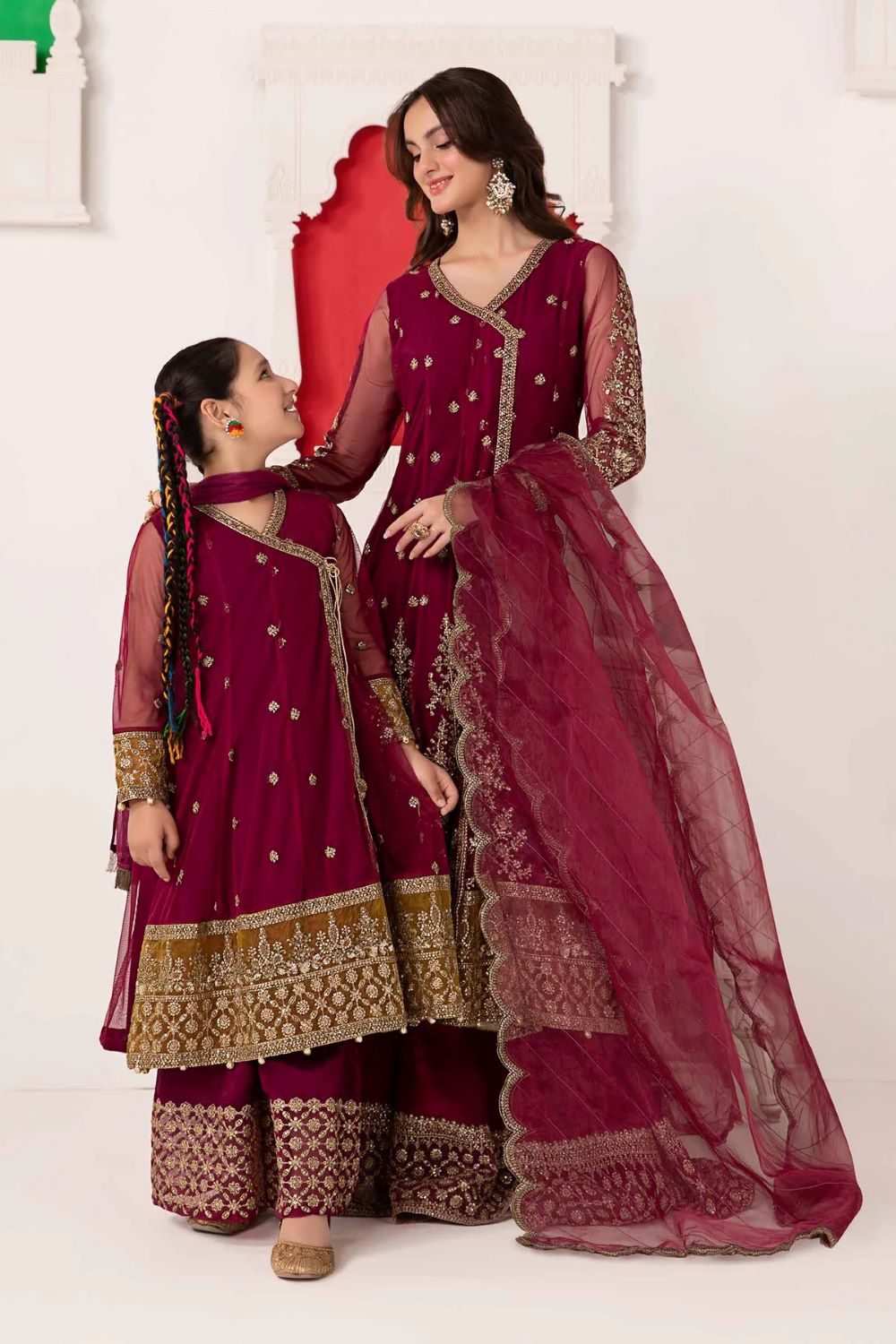 MARIA.B | 3 PIECE EMBROIDERED NET SUIT | SF-EA24-03 | READY TO WEAR - Image 2