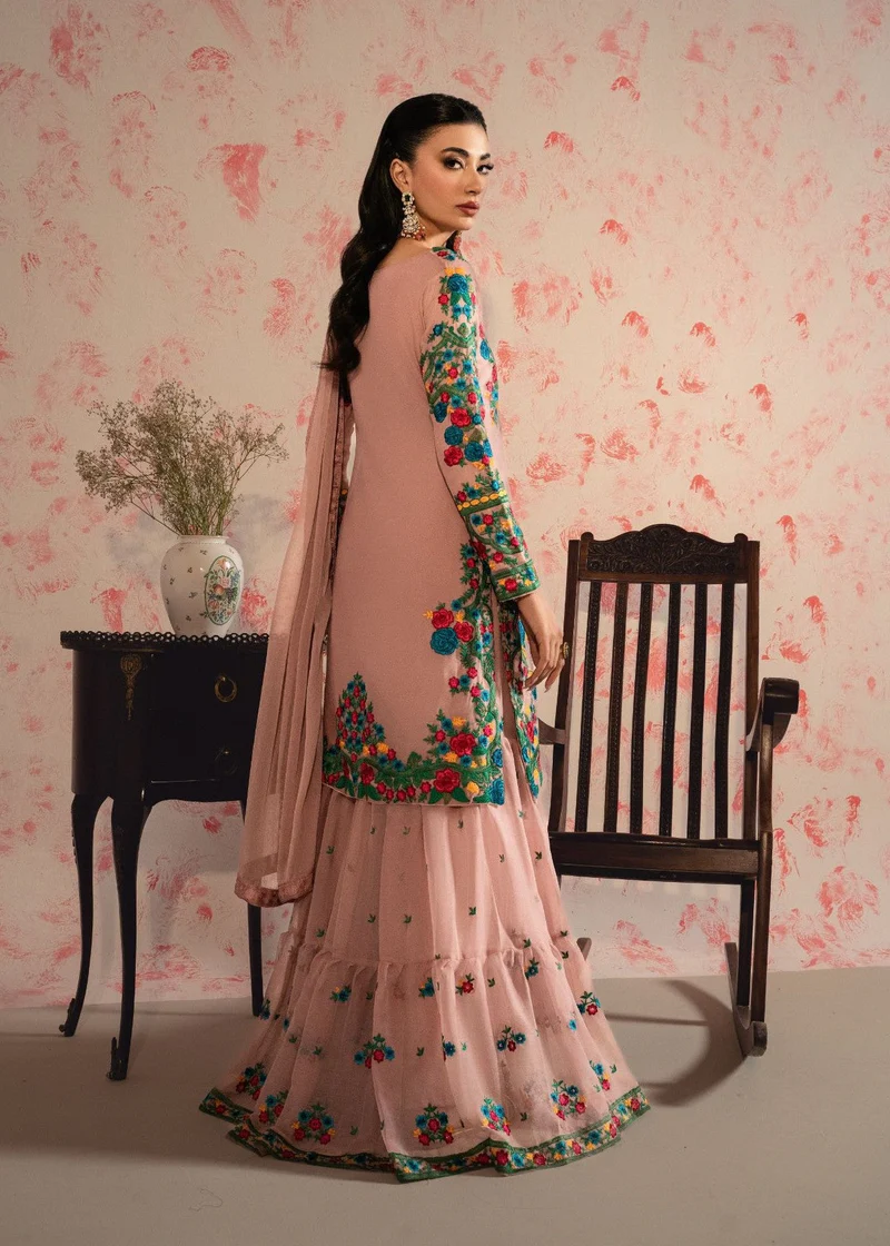 Haseens Official | Mahira - 3 piece Embroidered Gharara | Party Wear - Image 3
