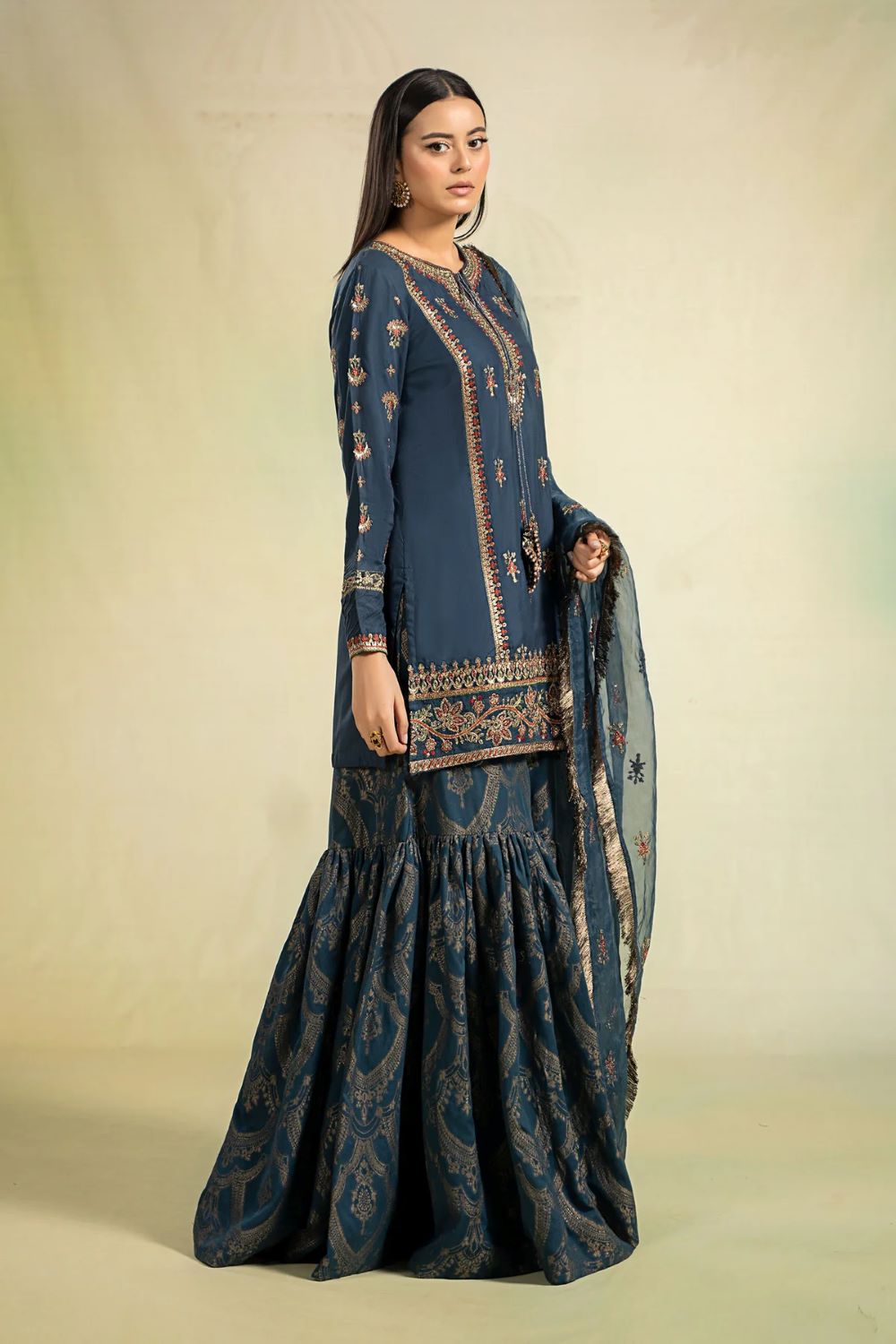 MARIA.B | 3 Piece Embroidered Linen Suit | DW-W24-25 | READY TO WEAR - Image 3