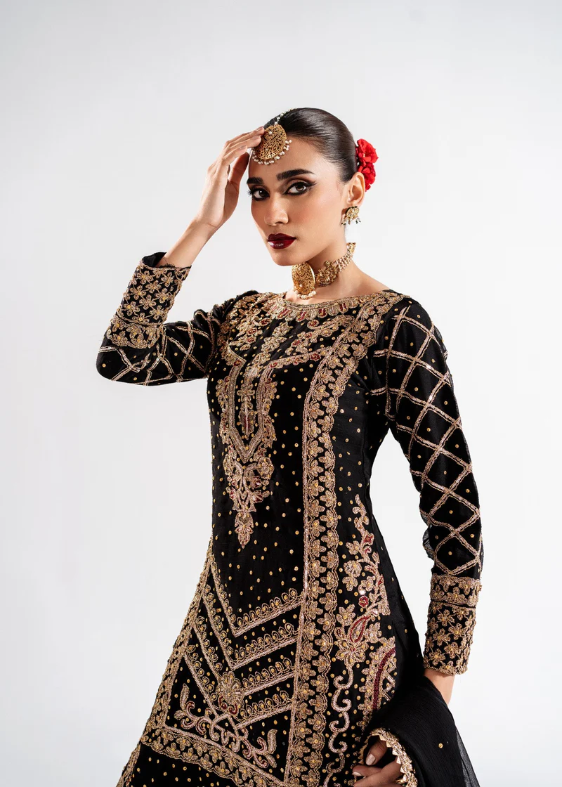 Haseens Official | Maleeka- 3 Piece Chiffon Kurti | Wedding/Guest Wear-Formal - Image 2