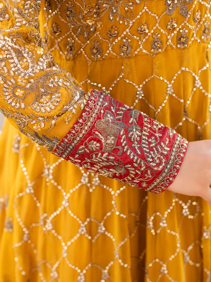 SHAHJAHAN | Chiffon maxi- SJ 24012 Mustard | READY TO WEAR - Image 6