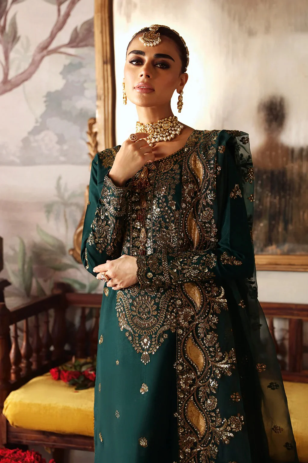Zainab Zari | 3 Piece Embroidered Raw Silk Dress- Zaib S-03 | Ready To Wear - Image 2