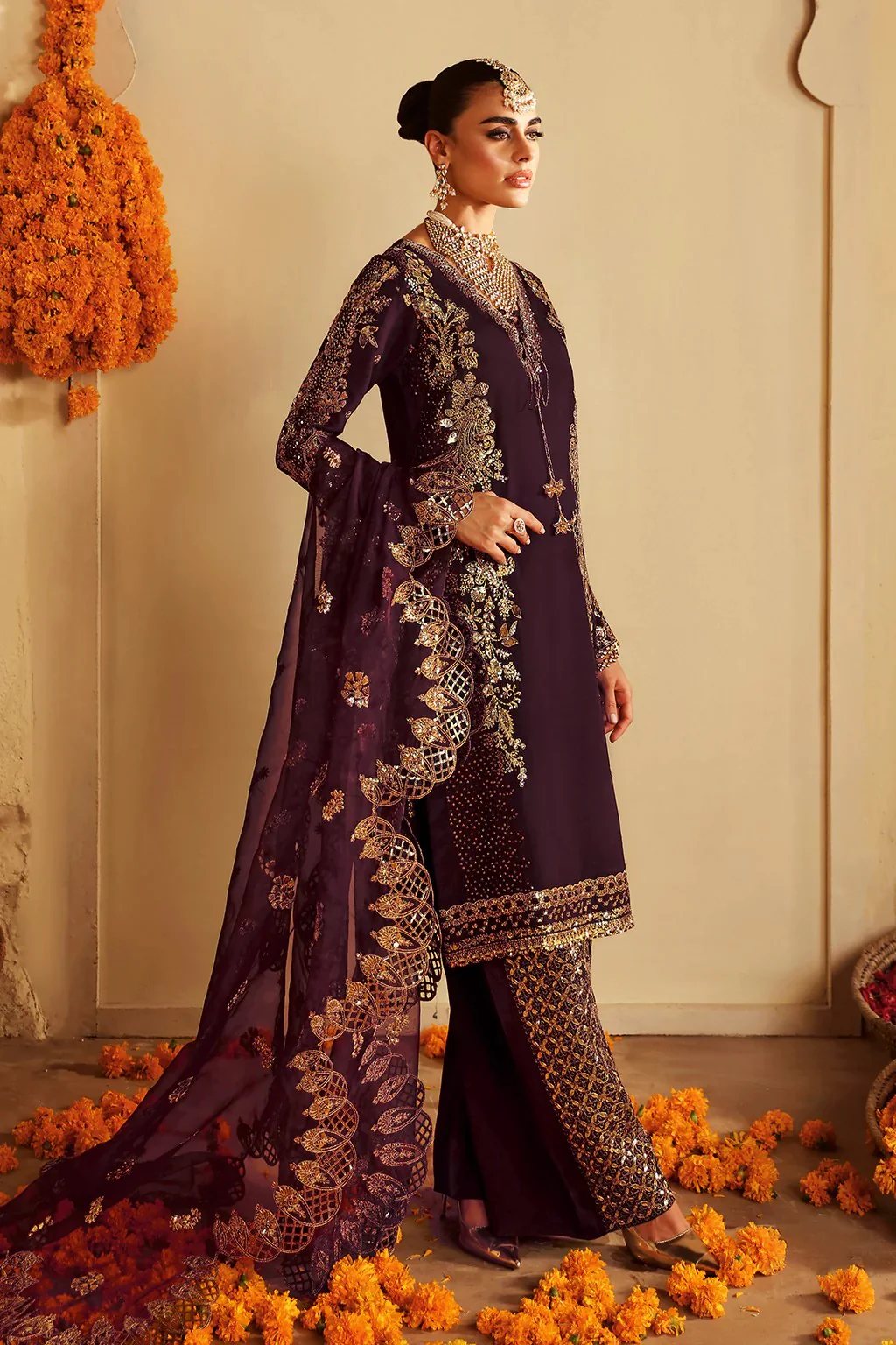 Zainab Zari | 3 Piece Embroidered Raw Silk Dress- Khusbhu S-06 | Ready To Wear - Image 3