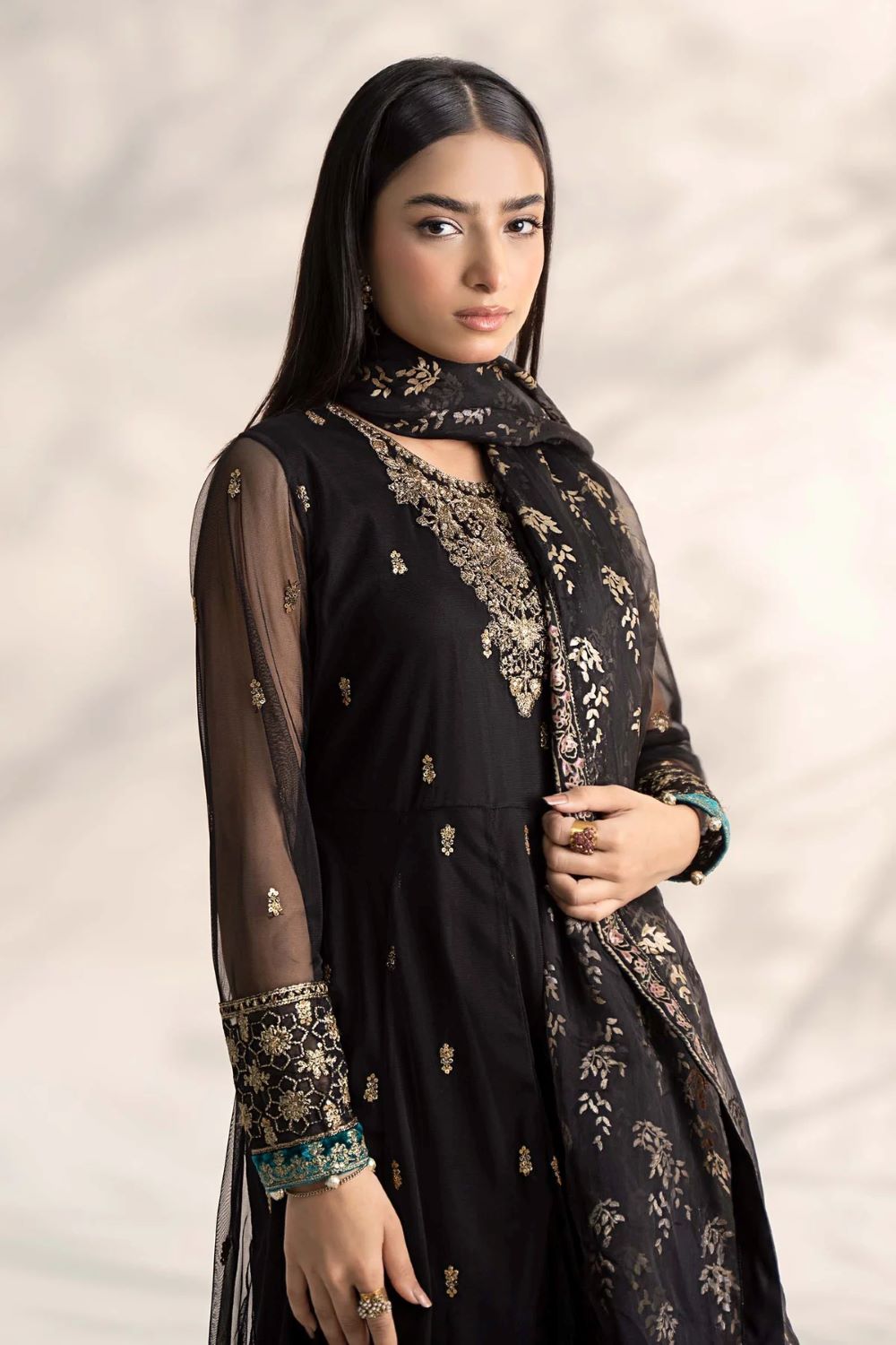 MARIA.B | 3 Piece Embroidered Linen Suit | DW-W24-66 | READY TO WEAR - Image 3