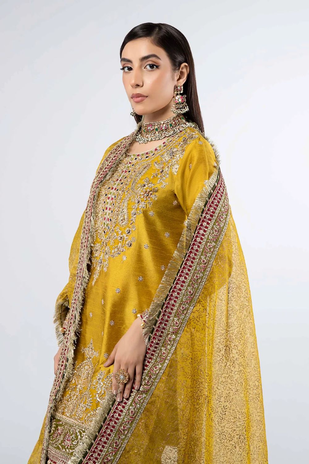 MARIA.B | 3 Piece Embroidered Raw Silk Suit | SF-W24-32 | READY TO WEAR - Image 2