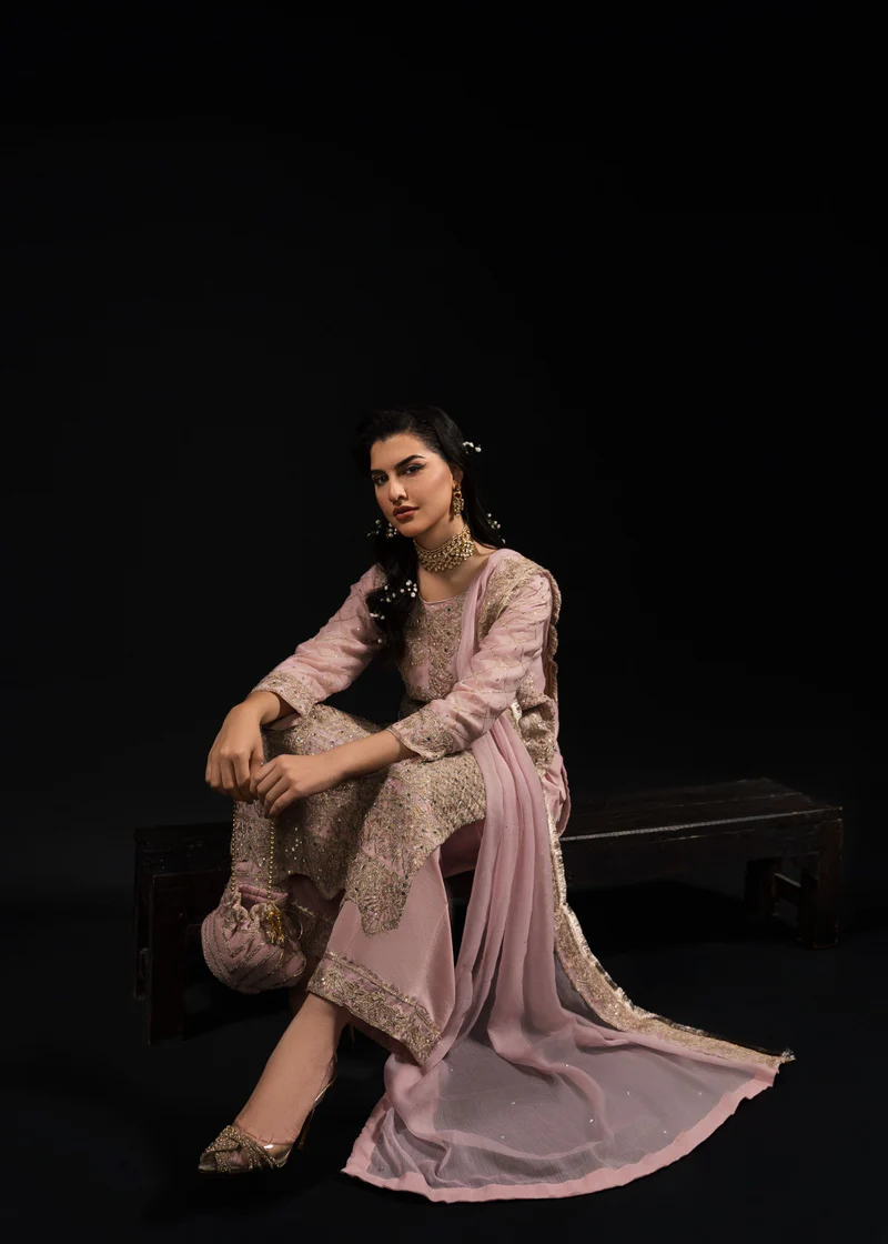 Haseens Official | Azalea- 4 Piece Chiffon Kurta Set | Wedding/Guest Wear-Formal - Image 6