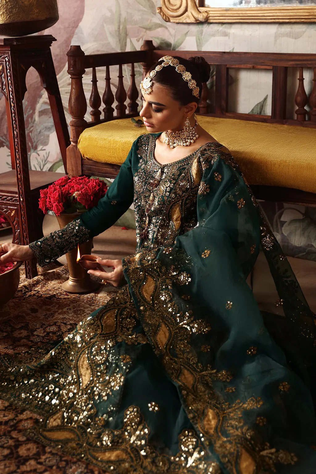 Zainab Zari | 3 Piece Embroidered Raw Silk Dress- Zaib S-03 | Ready To Wear - Image 4