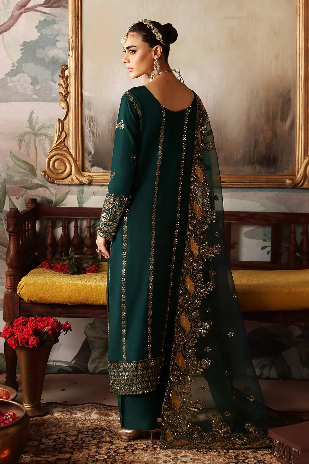 Zainab Zari | 3 Piece Embroidered Raw Silk Dress- Zaib S-03 | Ready To Wear - Image 7