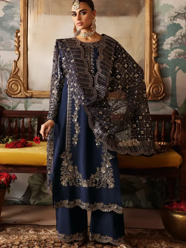 luxury pret raw silk dress embroidered
