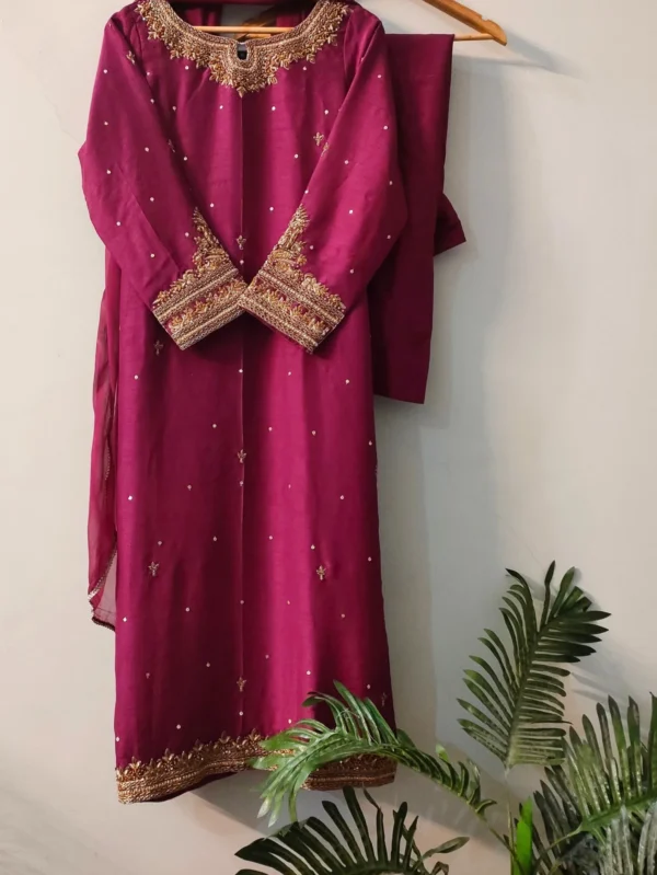 3 Piece Suit With dabka and resham handwork.