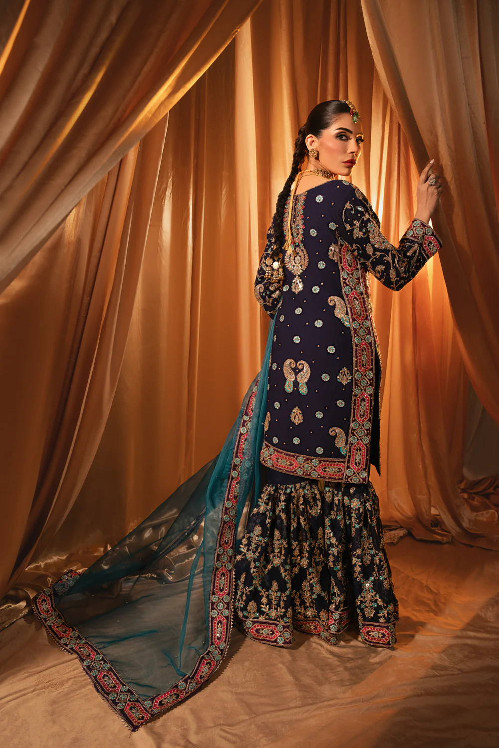Haseens Official | Misha - 4 Piece Embroidered Gharara | Wedding/Guest Wear - Formal - Image 4
