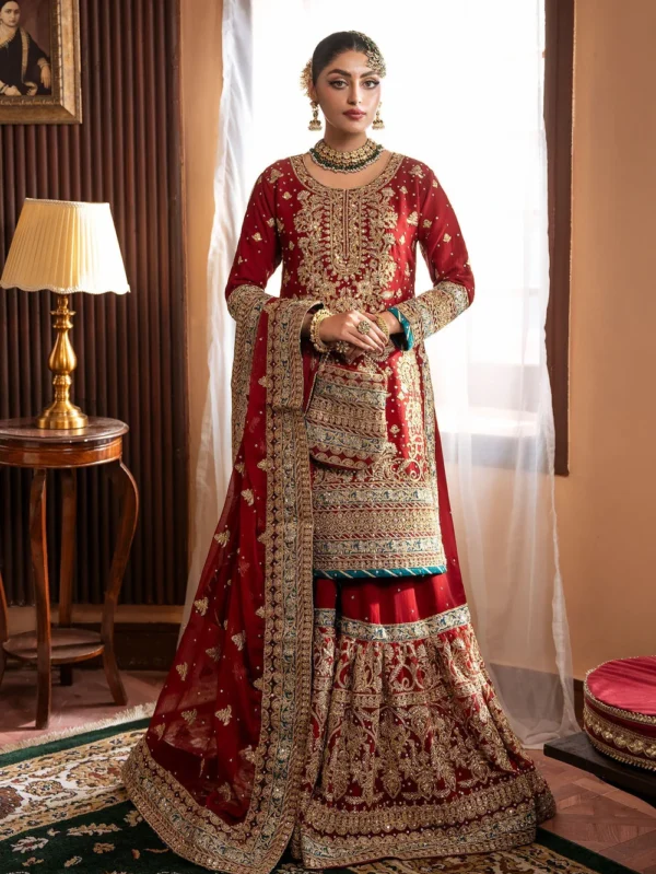 heavily embroidered dress