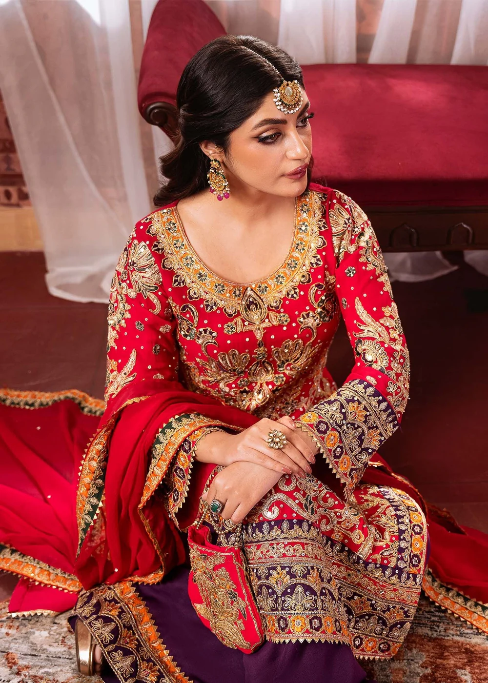 Haseens Official | Parsa - 4 Piece Heavily Embroidered Kurta Set | Wedding/Guest Wear - Formal - Image 3