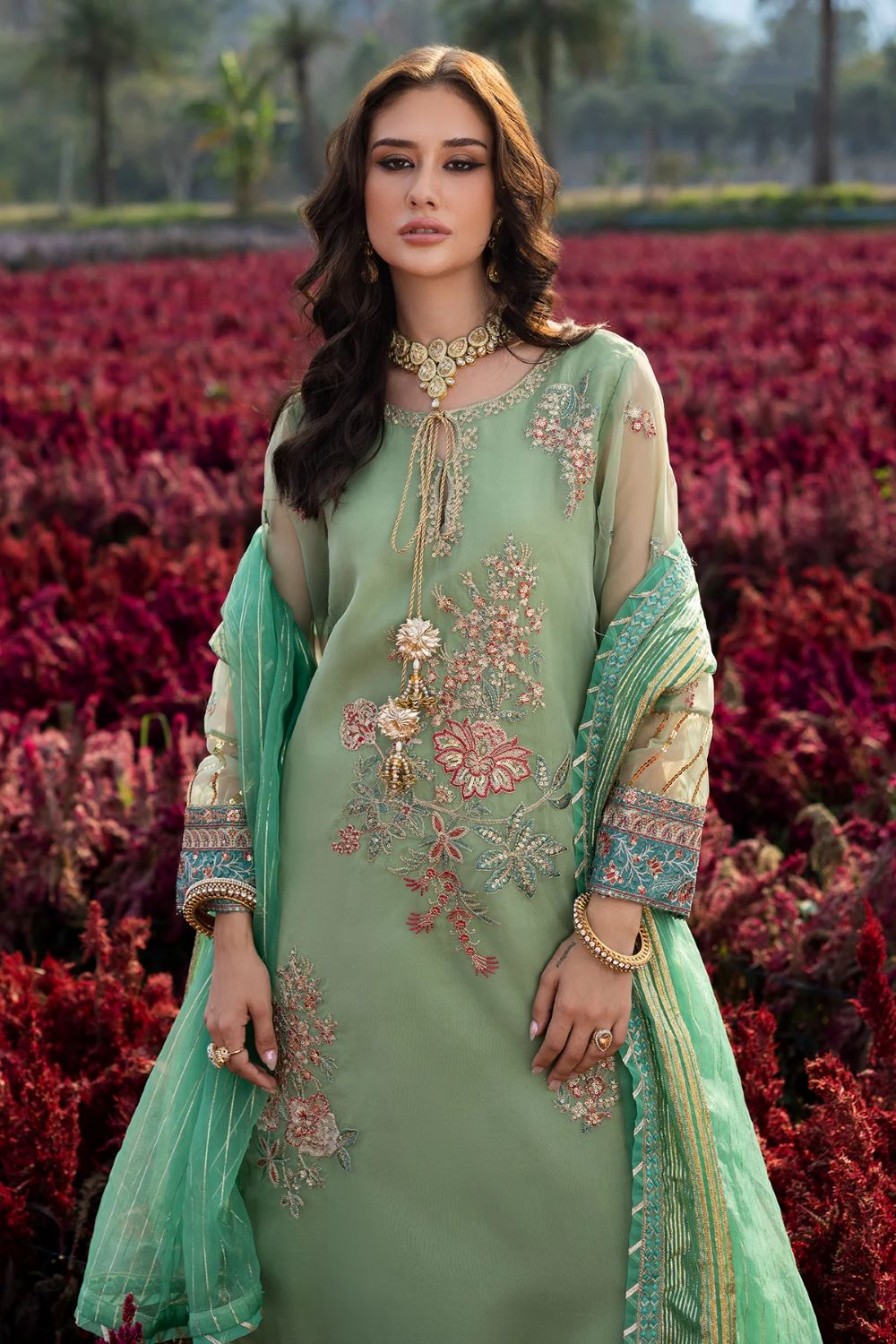 Charizma | 3-PC Embroidered Organza Suit CMA-5-110- Ready To Wear - Image 5