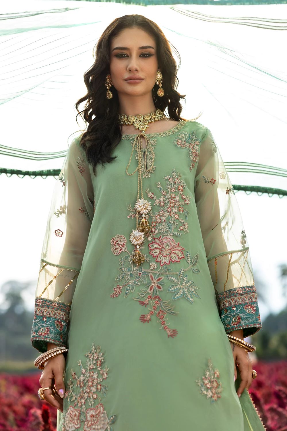 Charizma | 3-PC Embroidered Organza Suit CMA-5-110- Ready To Wear - Image 6