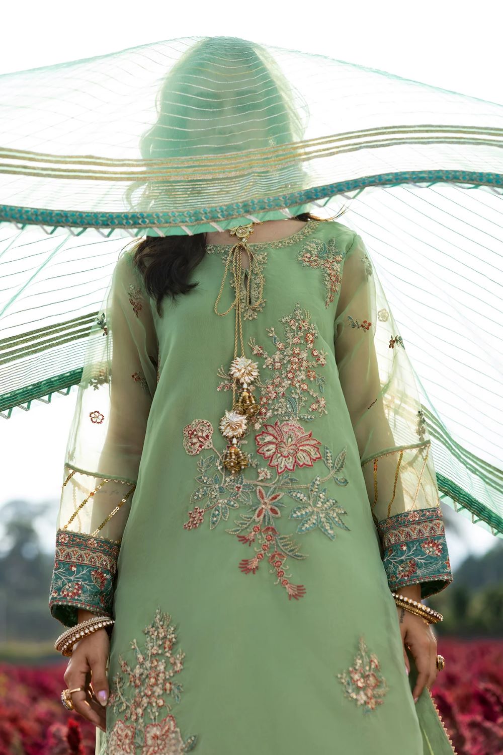Charizma | 3-PC Embroidered Organza Suit CMA-5-110- Ready To Wear - Image 7