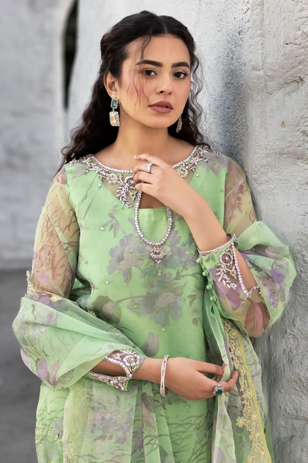 Charizma | 3-PC Embroidered Organza Suit CMA-5-013 | Ready To Wear - Image 2