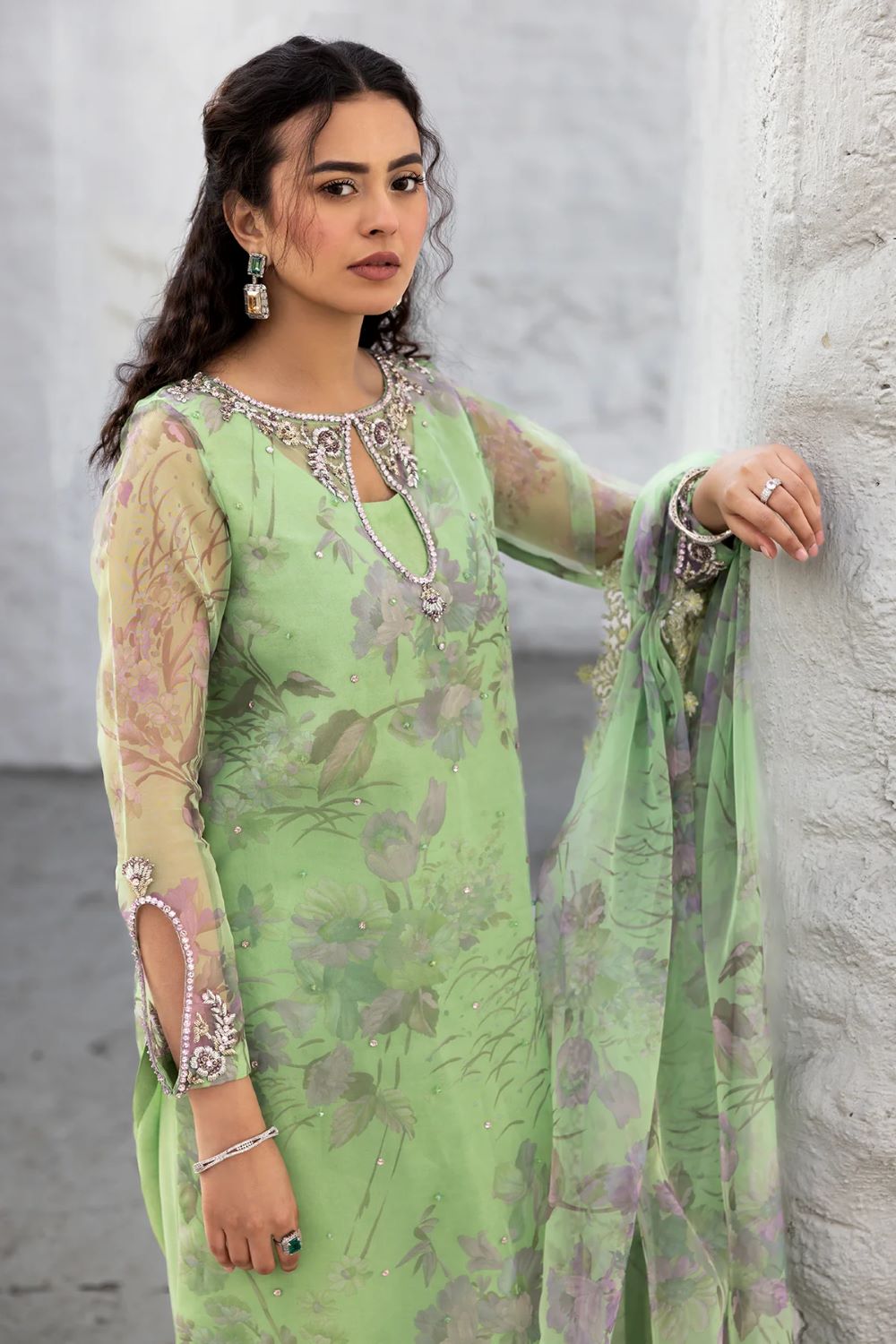 Charizma | 3-PC Embroidered Organza Suit CMA-5-013 | Ready To Wear - Image 3