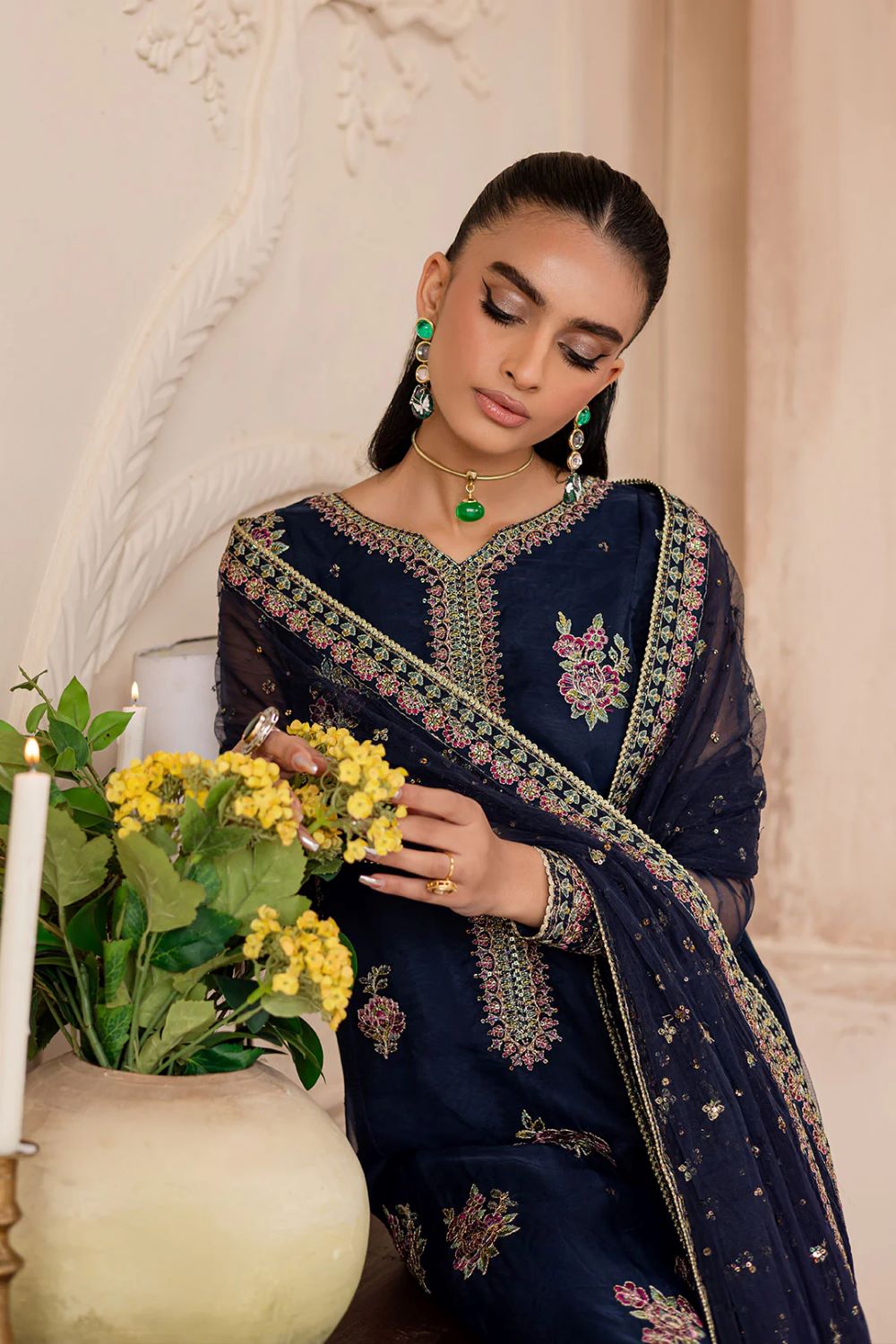 Batik | Ishani 3Pc - Embroidered Luxe Pret | Ready to wear - Image 4
