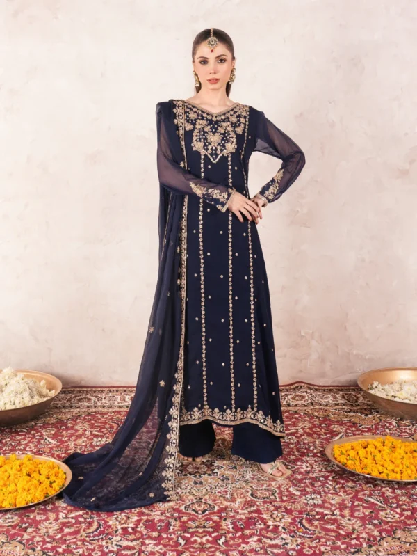 Luxury chiffon 3pc embroidered suit