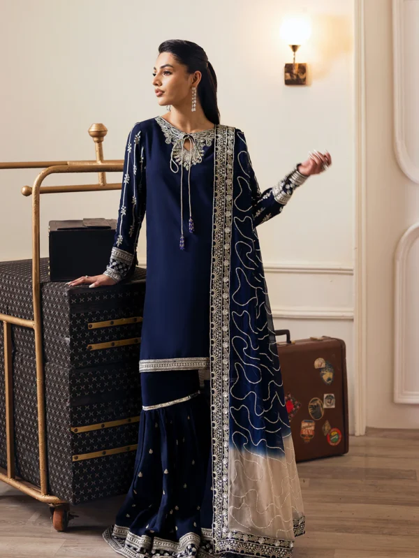 3-Piece Embroidered Flowy Gharara Suit
