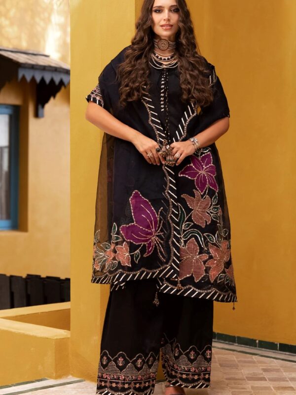 3-PC EMBROIDERED RAW-SILK SUIT CMA-5-127