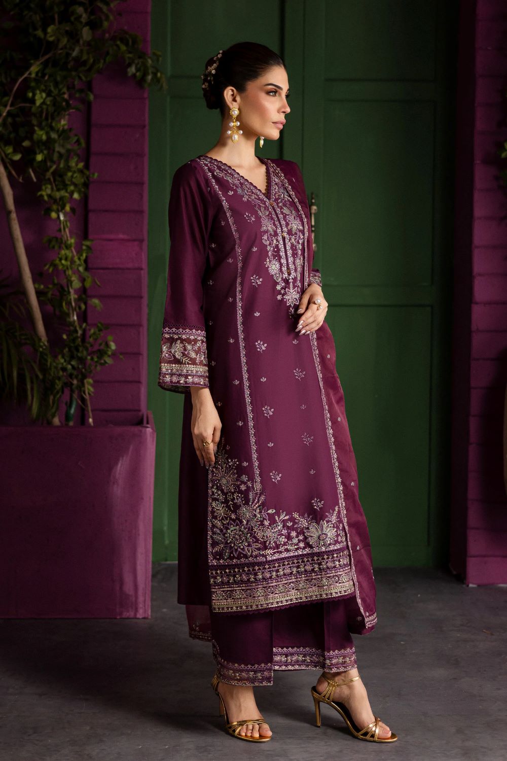 Batik | Envoye 3Pc - Embroidered Solid Dress | Ready to wear - Image 6