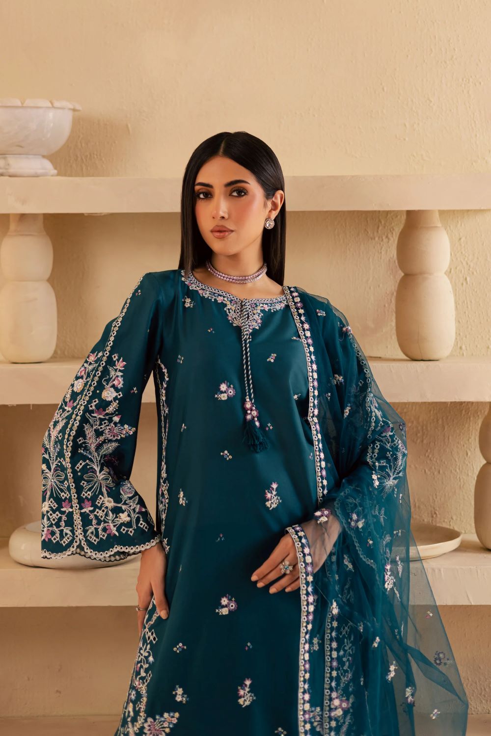 Batik | Amaan 3Pc - Embroidered Solid Dress| Ready to wear - Image 3