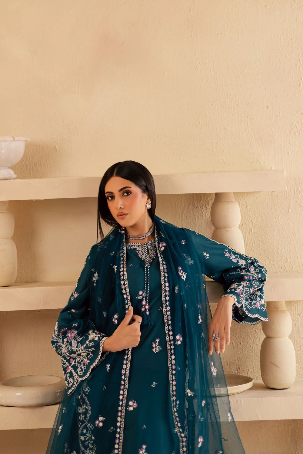 Batik | Amaan 3Pc - Embroidered Solid Dress| Ready to wear - Image 8