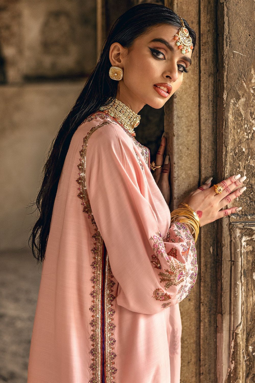 Charizma | 3-PC Embroidered Raw-Silk Suit CMA-5-137- PINK | Ready To Wear - Image 4